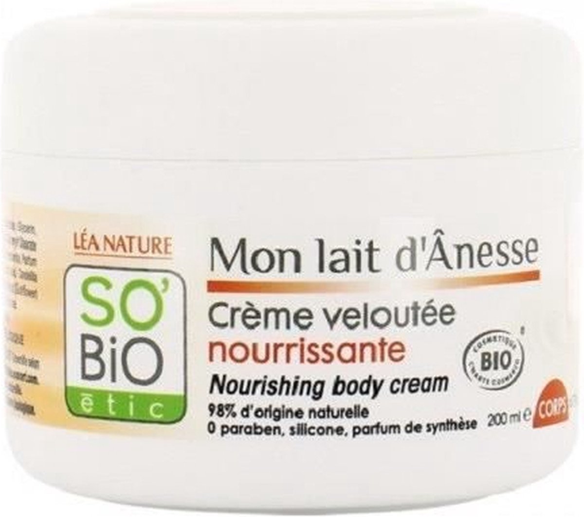 Léa Nature SO BIO étic Mon Lait D'Ânesse Fluweelzachte Biologische Lichaamscrème 200 ml