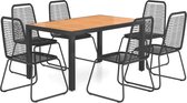 Medina 7-delige Tuinset PVC-rattan zwart en bruin