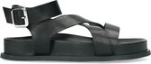 Sacha - Dames - Zwarte leren plateau sandalen - Maat 40