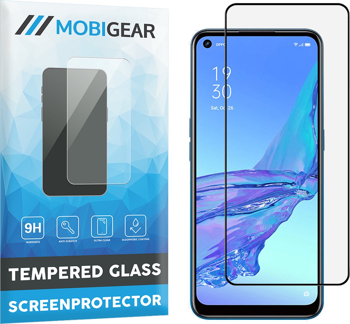 Mobigear Screenprotector geschikt voor OPPO A53 Glazen | Mobigear Premium Screenprotector - Case Friendly - Zwart