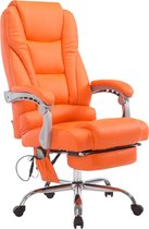 Bureaustoel Ruovesi V2 Kunstleer met massagefunctie en voetensteun, Oranje