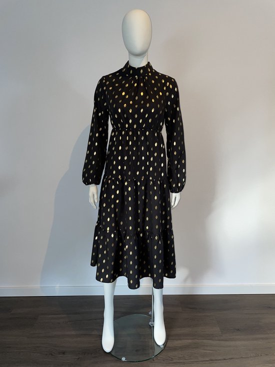 Jurken voor vrouwen | jurk boho | dames | print zwart goud | maat 40-42 |  bol.com