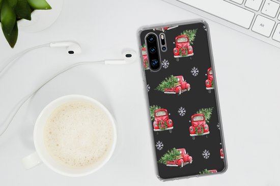 Telefoonhoesje Geschikt voor Huawei P30 Pro hoesje - Kerst - Kerstboom - Auto - Design - Siliconen Telefoonhoesje Telefoonhoesje