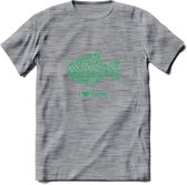 I Love Fishing - Vissen T-Shirt | Groen | Grappig Verjaardag Vis Hobby Cadeau Shirt | Dames - Heren - Unisex | Tshirt Hengelsport Kleding Kado - Donker Grijs - Gemaleerd - XL