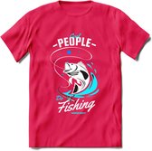 Cool People Do Fishing - Vissen T-Shirt | Blauw | Grappig Verjaardag Vis Hobby Cadeau Shirt | Dames - Heren - Unisex | Tshirt Hengelsport Kleding Kado - Roze - L