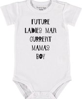 Baby Rompertje met tekst 'Future ladies man, current mamas boy' | Korte mouw l | wit zwart | maat 62/68 | cadeau | Kraamcadeau | Kraamkado