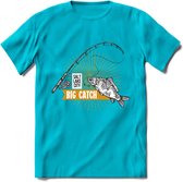 Big Catch - Vissen T-Shirt | Grappig Verjaardag Vis Hobby Cadeau Shirt | Dames - Heren - Unisex | Tshirt Hengelsport Kleding Kado - Blauw - 3XL