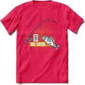 Big Catch - Vissen T-Shirt | Grappig Verjaardag Vis Hobby Cadeau Shirt | Dames - Heren - Unisex | Tshirt Hengelsport Kleding Kado - Roze - XL