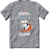 Cool People Do Fishing - Vissen T-Shirt | Oranje | Grappig Verjaardag Vis Hobby Cadeau Shirt | Dames - Heren - Unisex | Tshirt Hengelsport Kleding Kado - Donker Grijs - Gemaleerd -