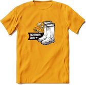 Fishing Boots - Vissen T-Shirt | Grappig Verjaardag Vis Hobby Cadeau Shirt | Dames - Heren - Unisex | Tshirt Hengelsport Kleding Kado - Geel - M