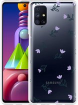 Hoesje Geschikt voor Samsung Galaxy M51 Paarse Bloemen