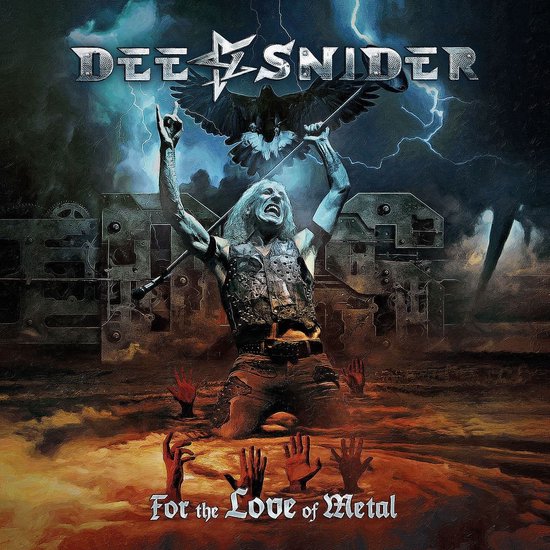 Dee Snider met opgeheven armen en een vogel boven zich, met de tekst 'For the Love of Metal'.