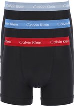 Calvin Klein trunks (3-pack) - heren boxers normale lengte - zwart met gekleurde tailleband -  Maat: L