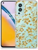 Telefoonhoesje OnePlus Nord 2 5G Back Cover Siliconen Hoesje Gouden Bloemen