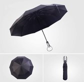 Paraplu met 10 versterkte glasvezelribben, auto openen/sluiten, anti-UV-parasol, 105 x 63 cm, draagbare paraplu voor heren en dames, BRUIN