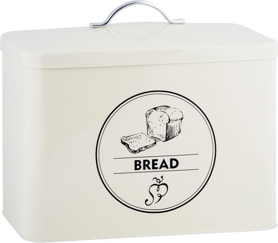 Esschert Design Voorraadblik Bread 34,5 X 19 Cm Staal Crème - brood blik - broodblik
