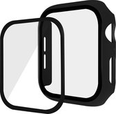 Hoesje en Screenprotector voor Apple Watch 7 - 45mm - Full Cover Screenprotector - TPU case voor de Series 7 45 mm - Zwart