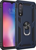 Xiaomi Mi 9 Hoesje - Mobigear - Armor Ring Serie - Hard Kunststof Backcover - Blauw - Hoesje Geschikt Voor Xiaomi Mi 9