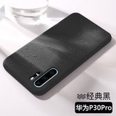 Liquid Silicone Back Cover + 9H Full Cover Screen Protector for Huawei P30 Pro _ Zwart