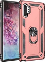 LuxeBass Hoesje geschikt voor Samsung Galaxy Note 10 Plus Hoesje - Anti-Shock Hybrid Ring Armor Rosegoud