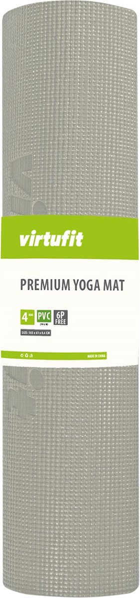 VirtuFit Premium Yoga Mat - Sportmat - Fitness mat - Anti-slip - Dik (4 mm) - Natural Grey van VirtuFit — afbeelding 4