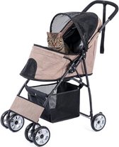 Meows Honden & Katten Buggy - Wandelwagen - Incl. Opbergmandje - met Remmen - Waterdichte Coating - Beige