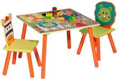 Luxiqo® - Kindertafel Met 2 Stoelen - Speeltafel - Met Opbergruimte - Kinderbureau - Tekentafel - Dieren