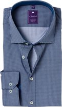 Redmond slim fit overhemd - blauw dessin (contrast) - Strijkvriendelijk - Boordmaat: 37/38