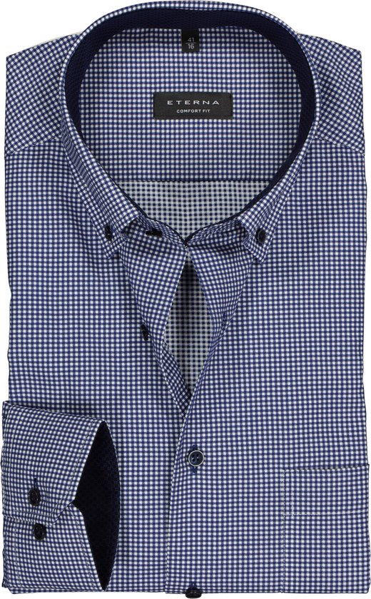 ETERNA comfort fit overhemd twill heren overhemd donkerblauw