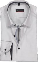 ETERNA modern fit overhemd - twill structuur heren overhemd - grijs (zwart contrast) - Strijkvrij - Boordmaat: 48