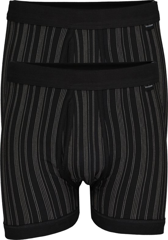 SCHIESSER Original Classics shorts (2-pack) - Feinripp met gulp - zwart gestreept - Maat: 4XL