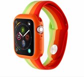 Geschikt voor Apple watch 4|5|6 bandje 42mm - 44mm large siliconen groen - geel - oranje - rood