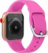 Geschikt voor Apple watch bandje silicone met D sluiting 42mm-44mm roze large