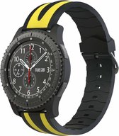 Samsung Gear S3 Duo bandje Voor de Samsung Gear S3 / Galaxy watch 46mm SM-R800 - Siliconen Armband / Polsband / Strap Band / Sportbandje - zwart - geel