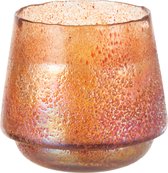 Theelichthouder | glas | oranje | 22x22x (h)19 cm