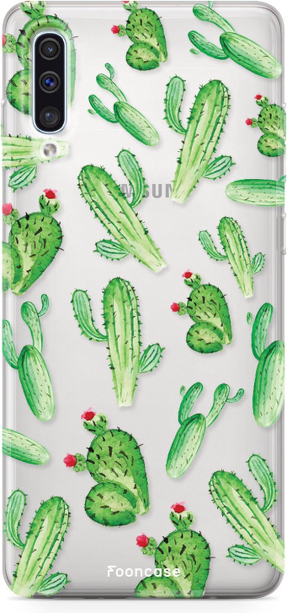 Fooncase Hoesje Geschikt voor Samsung Galaxy A70 - Shockproof Case - Back Cover / Soft Case - Cactus