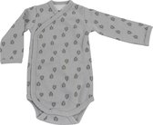 Lodger Overslagrompertjes Lange Mouw Maat 80 - Romper Rib - 100% Katoen - Unisex - 8-12 maanden - Handige Overslag - Drukknoopsluiting - Grijs