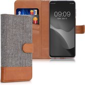 kwmobile telefoonhoesje voor Xiaomi Redmi Note 9S / 9 Pro / 9 Pro Max - Hoesje met pasjeshouder in lichtgrijs / bruin - Case met portemonnee