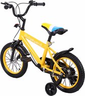 fiets-kinderfiets-met zijwieltjes - 14 inch Gele