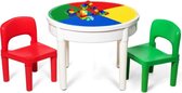 MEUBELEXPERT-3-in-1 multifunctionele tafel en 2 stoelen set, bouwactiviteiten met 300 bouwstenen voor kinderen vanaf 3 jaar