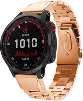 Stalen Smartwatch bandje - Geschikt voor  Garmin Fenix 7 stalen band - rosé goud - Strap-it Horlogeband / Polsband / Armband