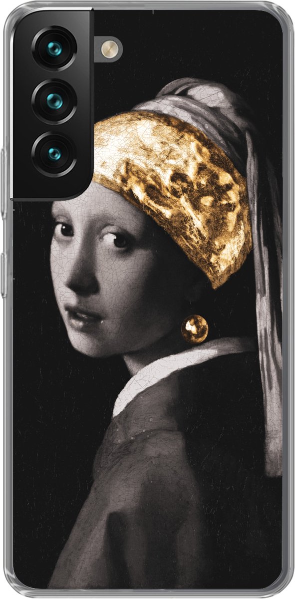 Telefoonhoesje Geschikt voor Samsung Galaxy S22 Plus hoesje - Schilderij - Goud - Zwart - Wit - Siliconen Telefoonhoesje Telefoonhoesje