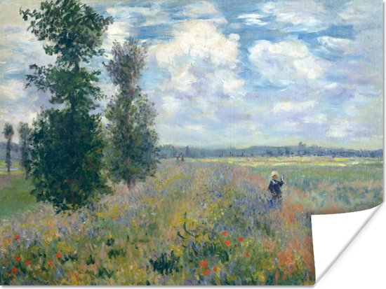 Poster Papaverveld bij Argenteuil - Schilderij van Claude Monet - 80x60 cm
