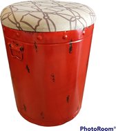 Industriële Hocker Voetenbank Rood Vintage Retro 55 cm