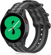 Strap-it Watch 4 & Watch 5 bandje - Samsung Galaxy Watch 4 - 44mm nylon gesp band - zwart/grijs - Geschikt voor Samsung Galaxy Watch 5 Pro – 44mm – 40mm & Galaxy Watch 4 40mm, 44mm