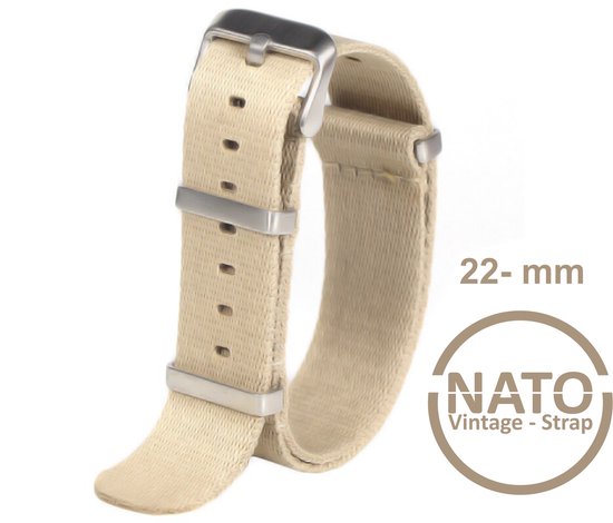 22mm Nato Strap KHAKI - Vintage James Bond - Nato Strap collectie - Mannen - Horlogeband - 22 mm bandbreedte