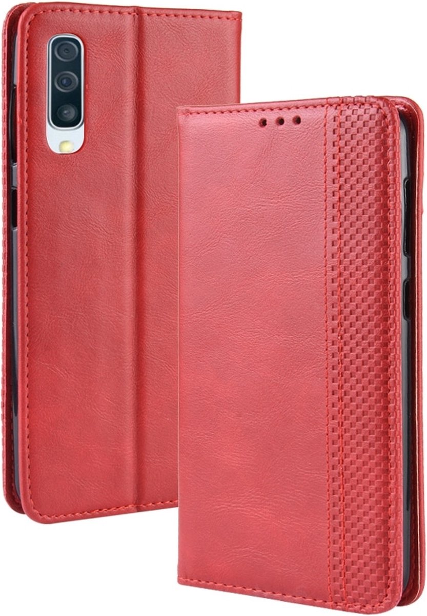 Mobigear Telefoonhoesje geschikt voor Samsung Galaxy A50 Hoesje | Mobigear Sensation Bookcase Portemonnee | Pasjeshouder voor 3 Pasjes | Telefoonhoesje voor Pinpas / OV Kaart / Rijbewijs - Rood