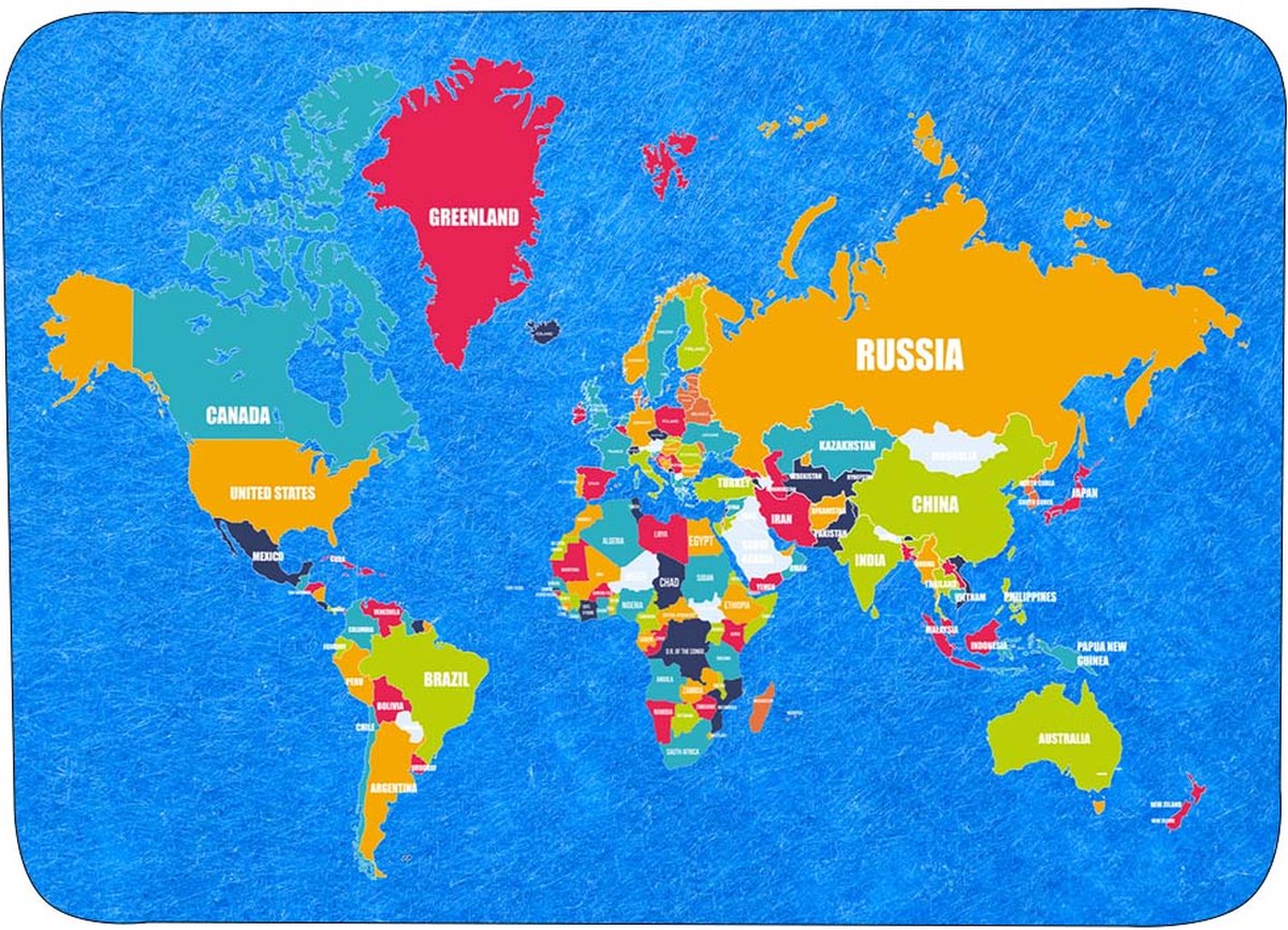 Muismat Wereldkaart Rubber - Hoge kwaliteit foto van de wereldkaart - Muismat op polyester bedrukt - 25 x 19 cm - Anti-slip muismat - 5mm dik - Muismat met foto - heerlijk voor op je bureau