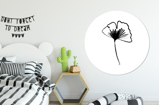 Illustration de dessin au trait botanique Fleur sur fond blanc Cercle mural Plaque en plastique 120 cm - impression photo sur cercle mural / cercle vivant (décoration murale)