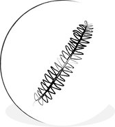 WallCircle - Wandcirkel - Muurcirkel - Planten - Line art - Bladeren - Zwart - Wit - Aluminium - Dibond - ⌀ 90 cm - Binnen en Buiten